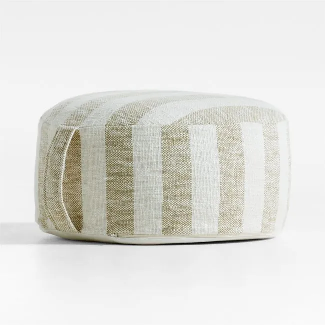 Cove Moss Green Striped Organic Cotton Kids Floor Cushion