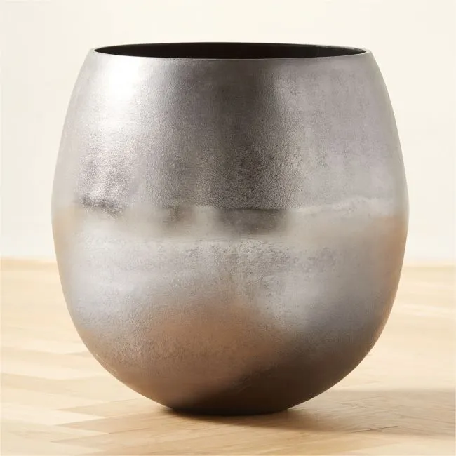 Rough Cast Black Aluminum Indoor Planter Large