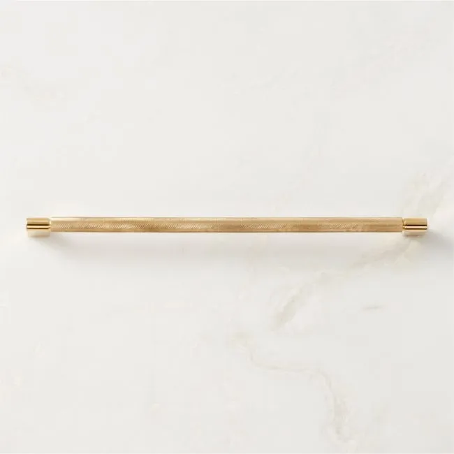 Nicolo Knurled Unlacquered Brass Cabinet Handle 12"