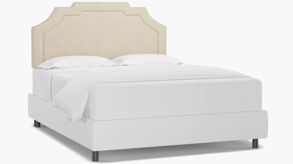Art Deco Headboard, Talc Everyday Linen, Queen
