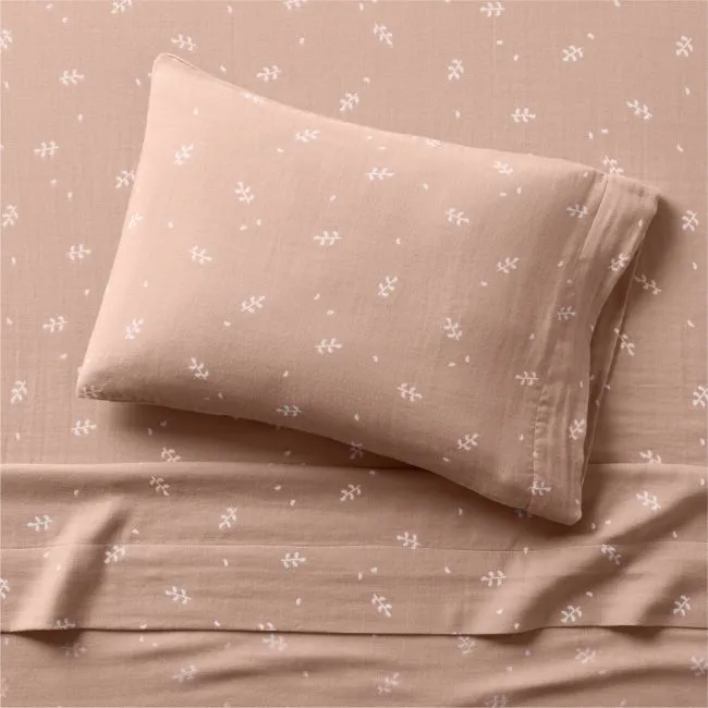 Supersoft Violet Rose Leaf Print 100% Organic Cotton Gauze Toddler Sheet Set