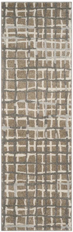 Arlo Home Indoor/Outdoor Woven Area Rug, AMT403S, Wheat/Beige,  2' 3" X 7'