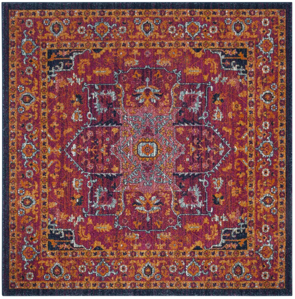 Arlo Home Woven Area Rug, EVK275S, Fuchsia/Orange,  6' 7" X 6' 7" Square