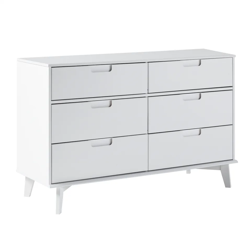 Classic Solid Wood 6-Drawer Dresser – White