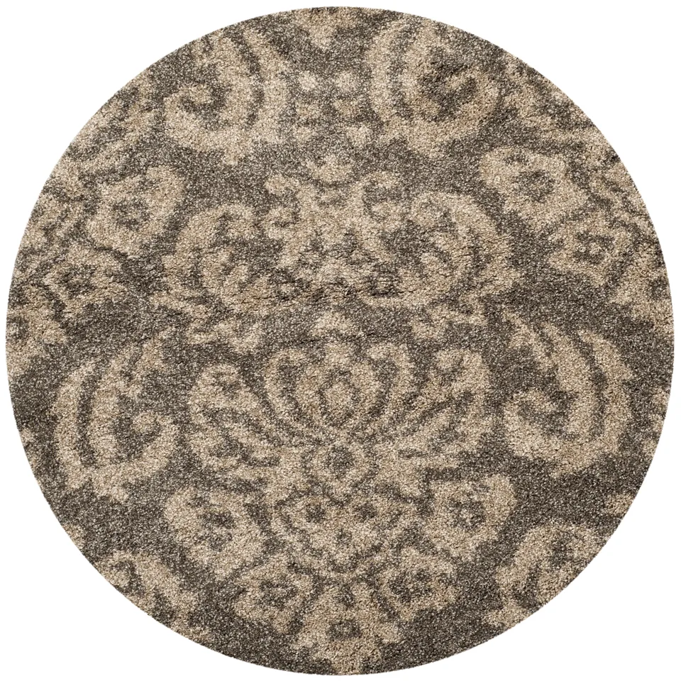 Arlo Home Woven Area Rug, SG460-7913, Smoke/Beige,  4' X 4' Round