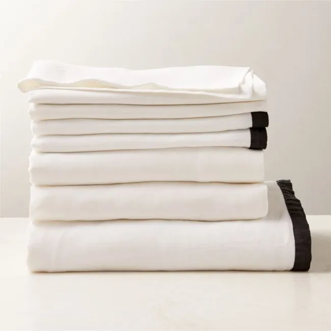 Classic European Linen White with Black Border King Bedding Set