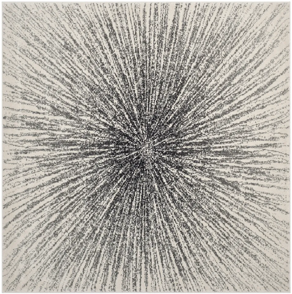 Arlo Home Woven Area Rug, EVK228K, Black/Ivory,  5' 1" X 5' 1" Square