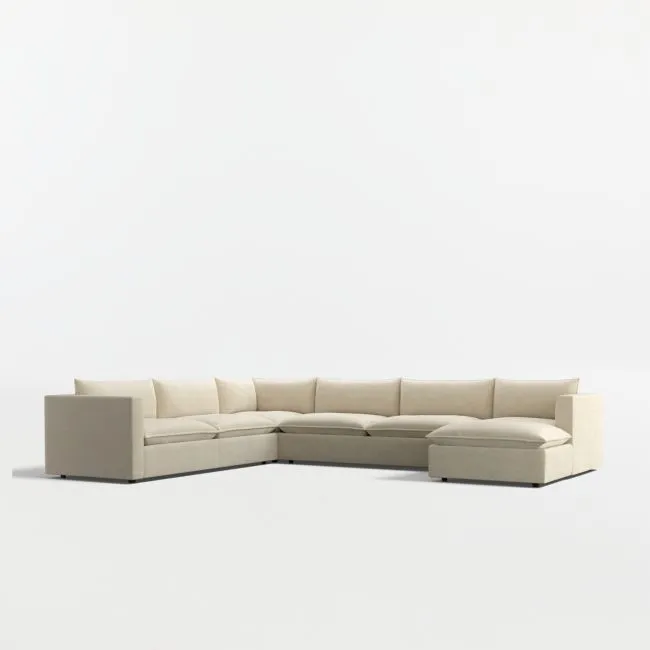 Lotus Deep Modular 4-Piece L-Shaped Sectional Sofa with Chaise Lounge