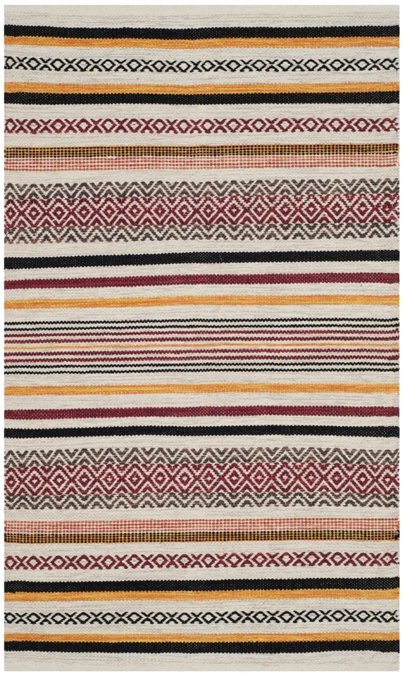 Arlo Home Hand Woven Area Rug, MTK211A, Red/Multi,  2' 6" X 4'