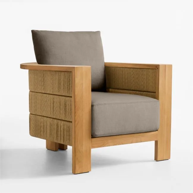 Bali Natural Teak Outdoor Lounge Chair with Cast Shale Sunbrella ® Cushions
