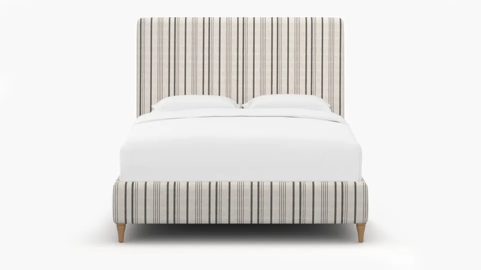 Classic Bed, Black Market Stripe, Natural Decorative Tapered Leg, King