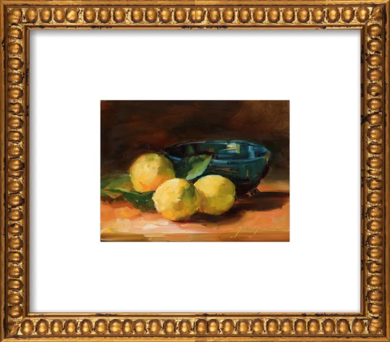 Lemons and Blue Bowl by Georgesse Gomez for Artfully Walls