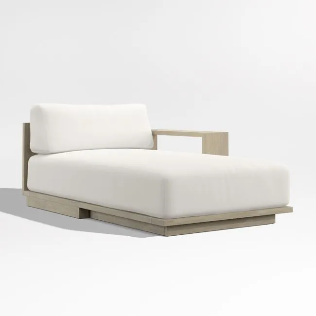 Mallorca Wood Right-Arm Outdoor Chaise Lounge with Canvas Canvas Sunbrella ® Cushions