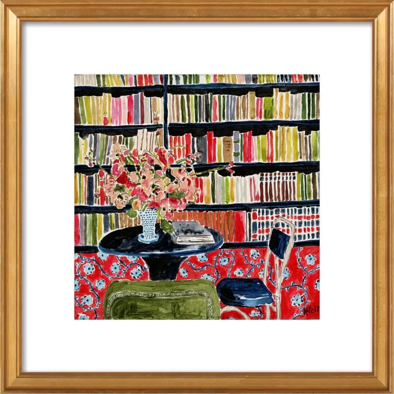 Books with Flowers by Kate Lewis for Artfully Walls
