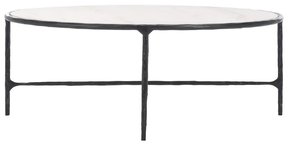 Jessa Oval Metal Coffee Table - Black / White