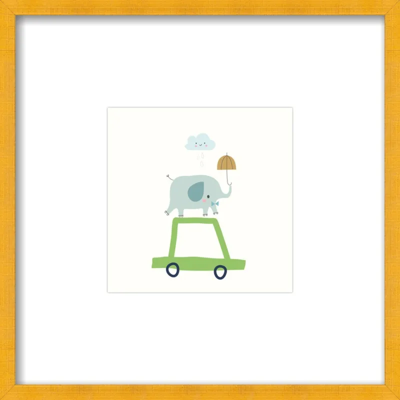 Retro Elephant and Car by Sarah Betz - Little Cube for Artfully Walls