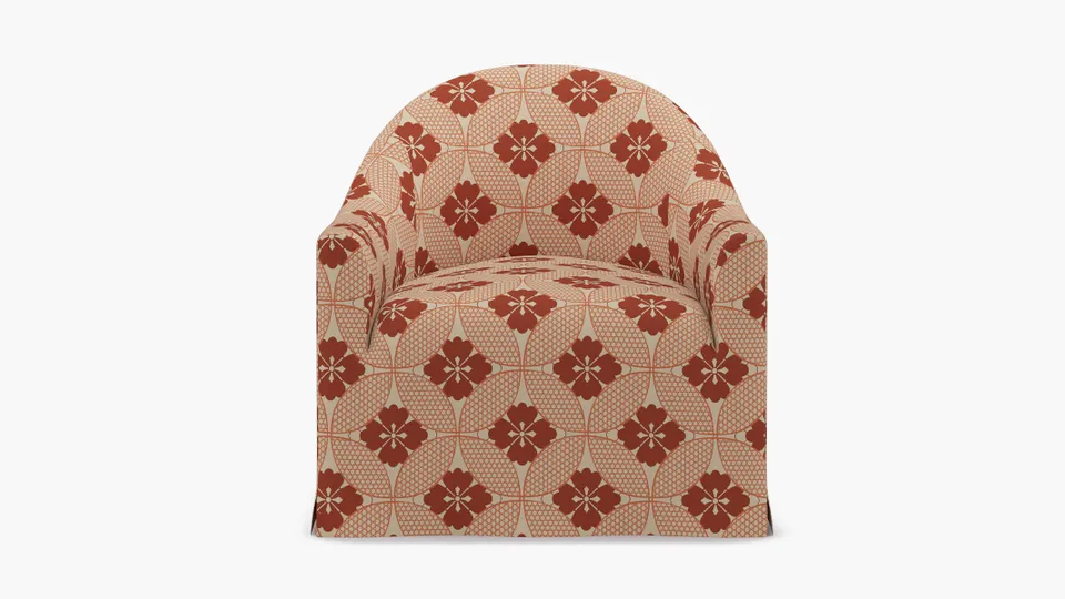 Slipcover Swivel Chair, Coral Solaire