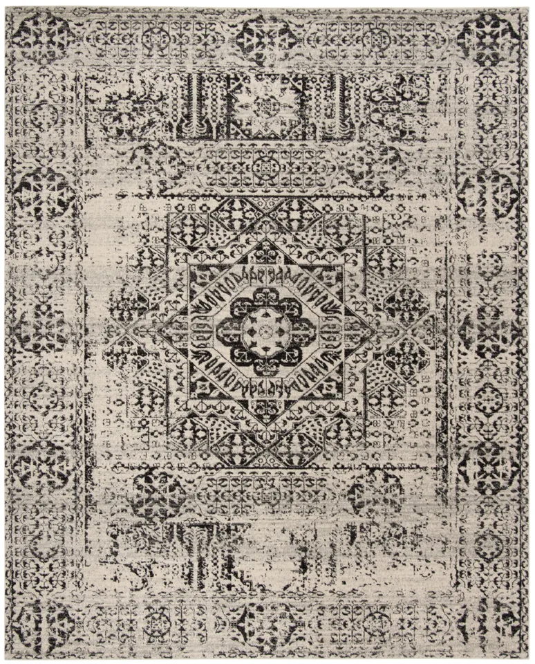 Arlo Home Woven Area Rug, EVK260T, Ivory/Black,  8' X 10'