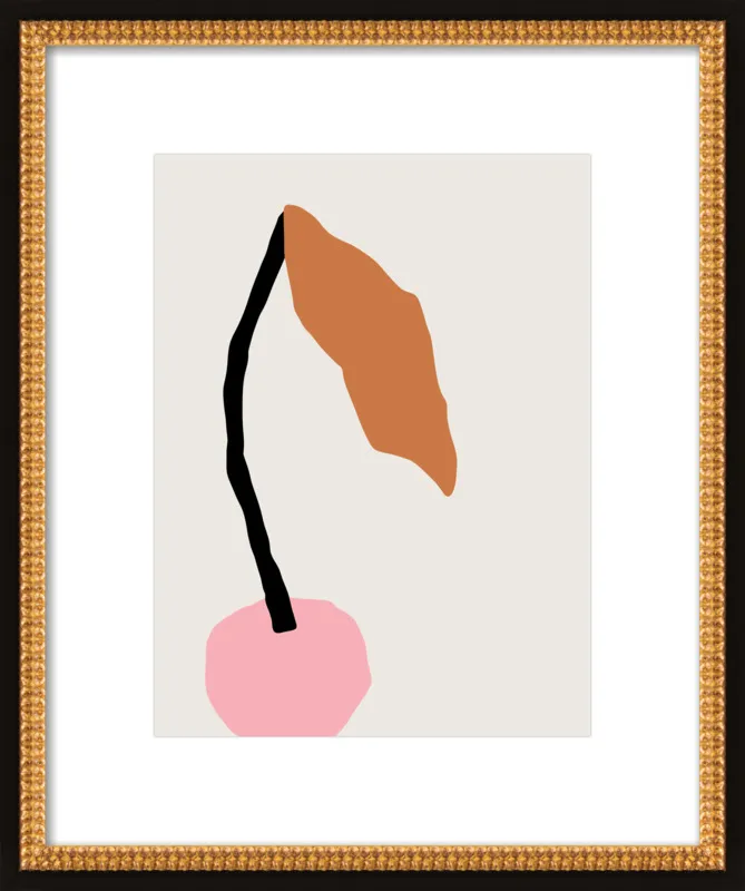Pink fruit with leaf by Jessica Nielsen for Artfully Walls