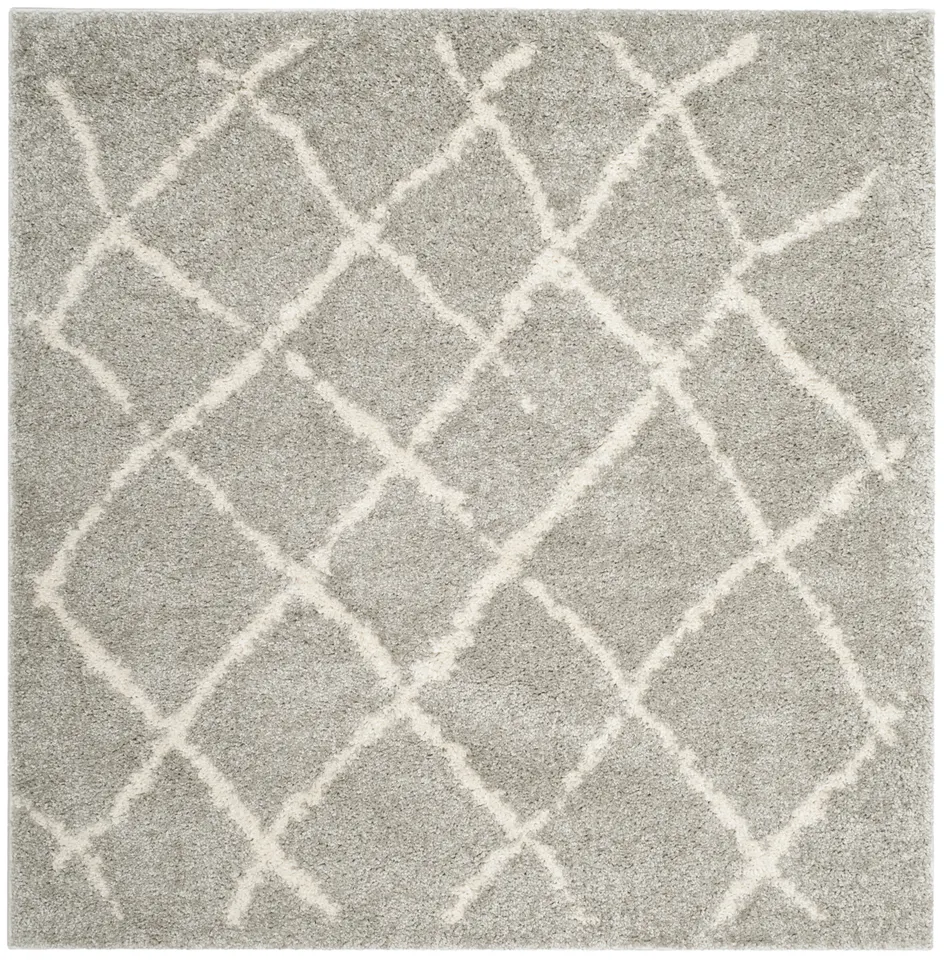 Arlo Home Woven Area Rug, BER162B, Light Grey/Cream,  5' 1" X 5' 1" Square