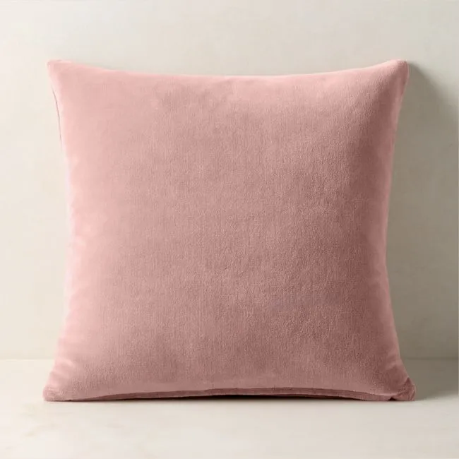 Encino Dusty Rose Organic Cotton Stonewashed Velvet Throw Pillow Cover 20"x20"