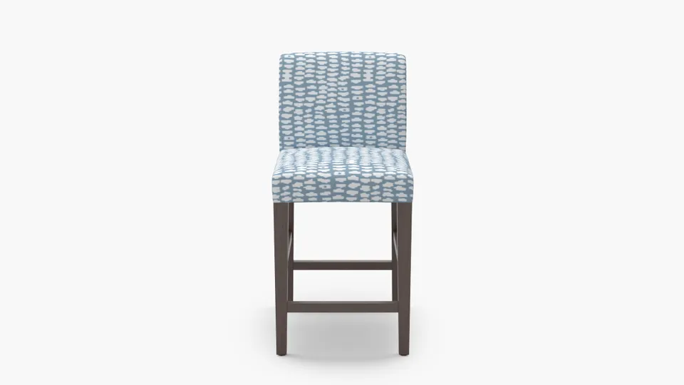 Signature Dining Counter Stool, Dusty Blue Odalisque, Espresso Square Tapered Leg
