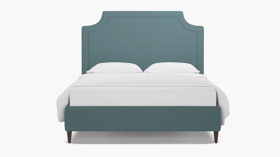 Deco Bed, Seaglass Everyday Linen, Espresso Square Tapered Leg, Full