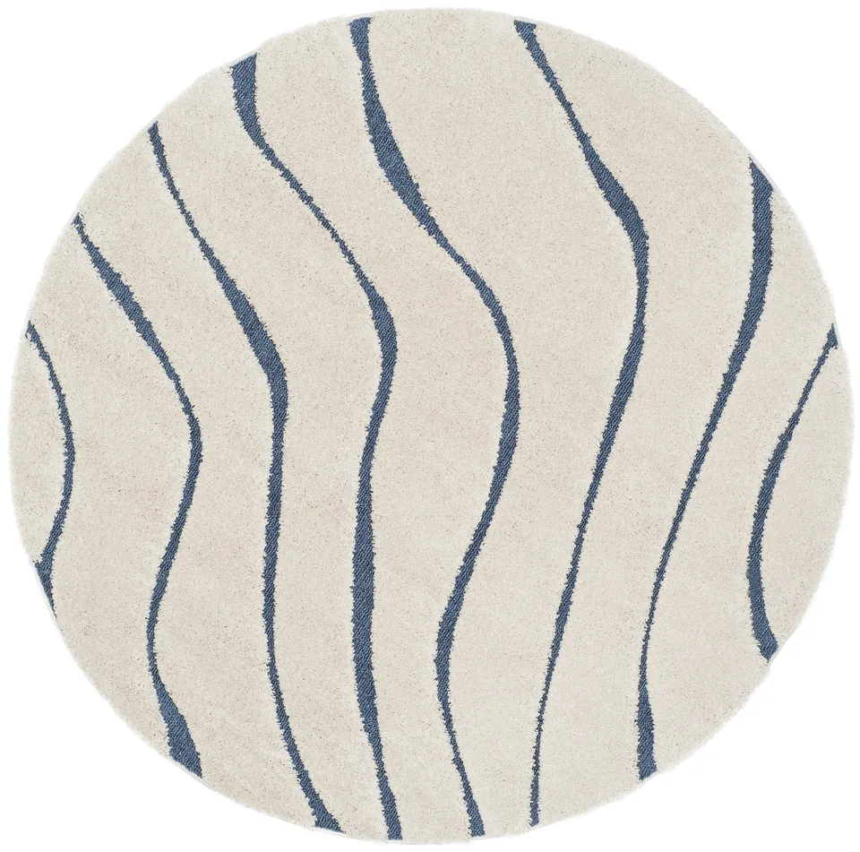 Arlo Home Woven Area Rug, SG472-1165, Cream/Blue,  6' 7" X 6' 7" Round