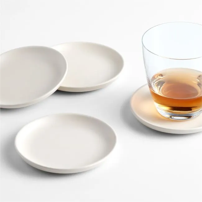 Craft Linen Cream Stoneware Coasters, Set of 4