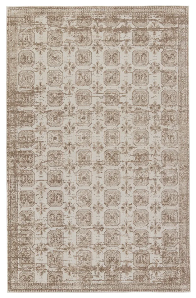 Vibe by Milea Trellis Tan/ Cream Area Rug (5'3"X8')