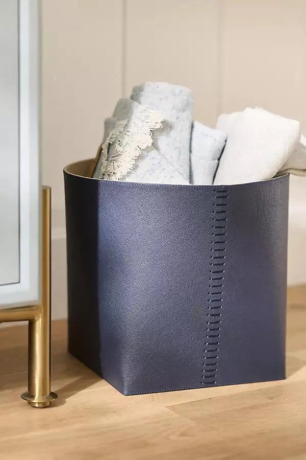 SALO Full Grain Leather Basket, Set of 2
