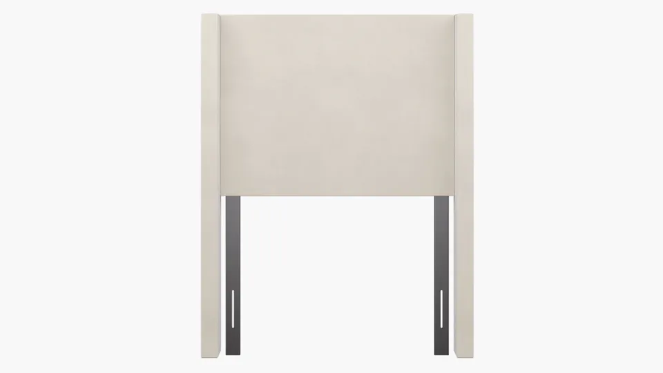 Modern Wingback Headboard, White Classic Velvet, Twin