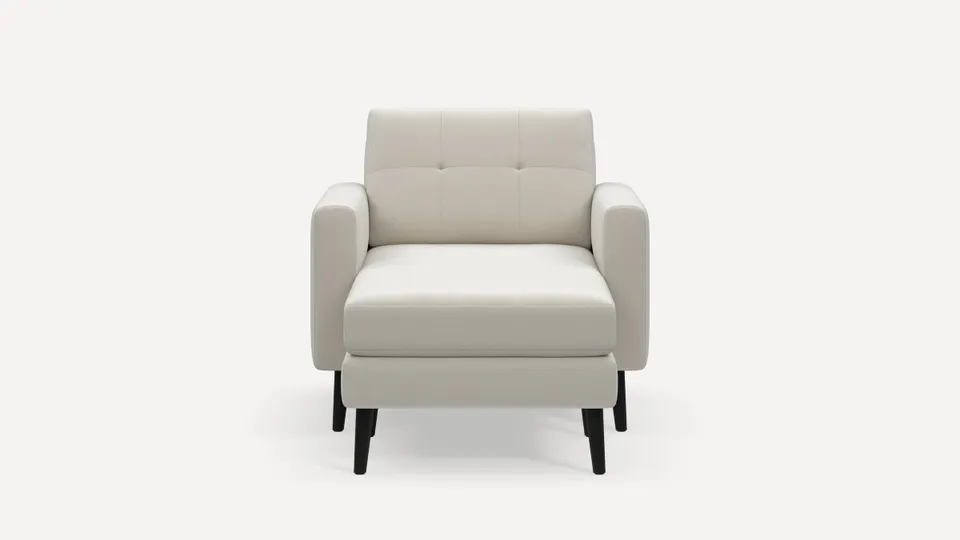 Nomad Armchair with Chaise - Cloud - Performance Lino / Ebony - Wood / Block