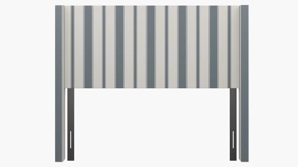 Modern Wingback Headboard, French Blue Clarence Stripe, Queen