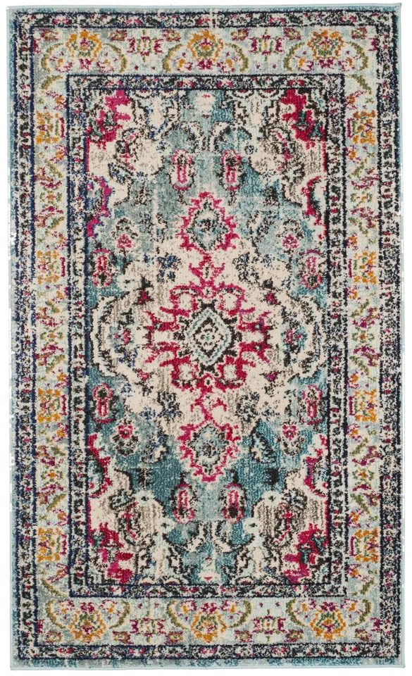Arlo Home Woven Area Rug, MNC243J, Light Blue/Fuchsia,  3' X 5'