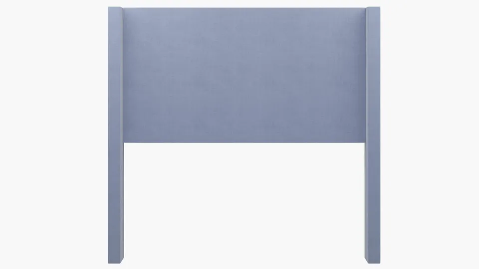 Modern Wingback Headboard, Denim Everyday Linen, Full