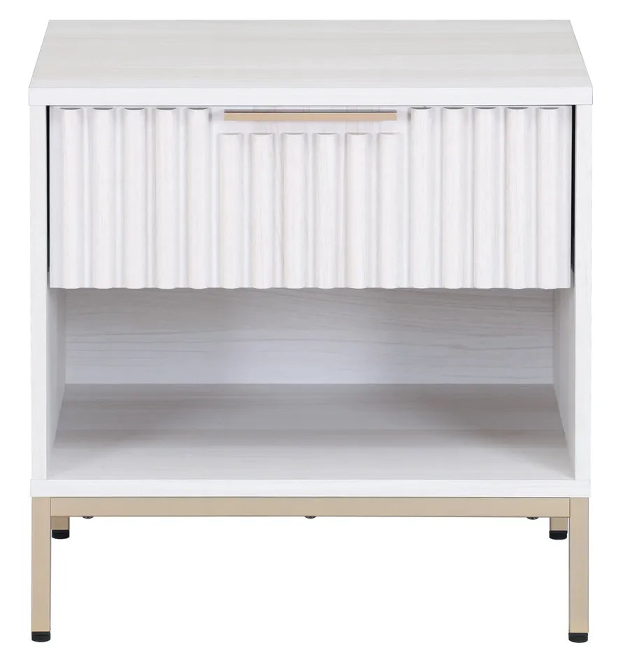 Lylia 1 Drawer Nightstand - Bleached White / Gold