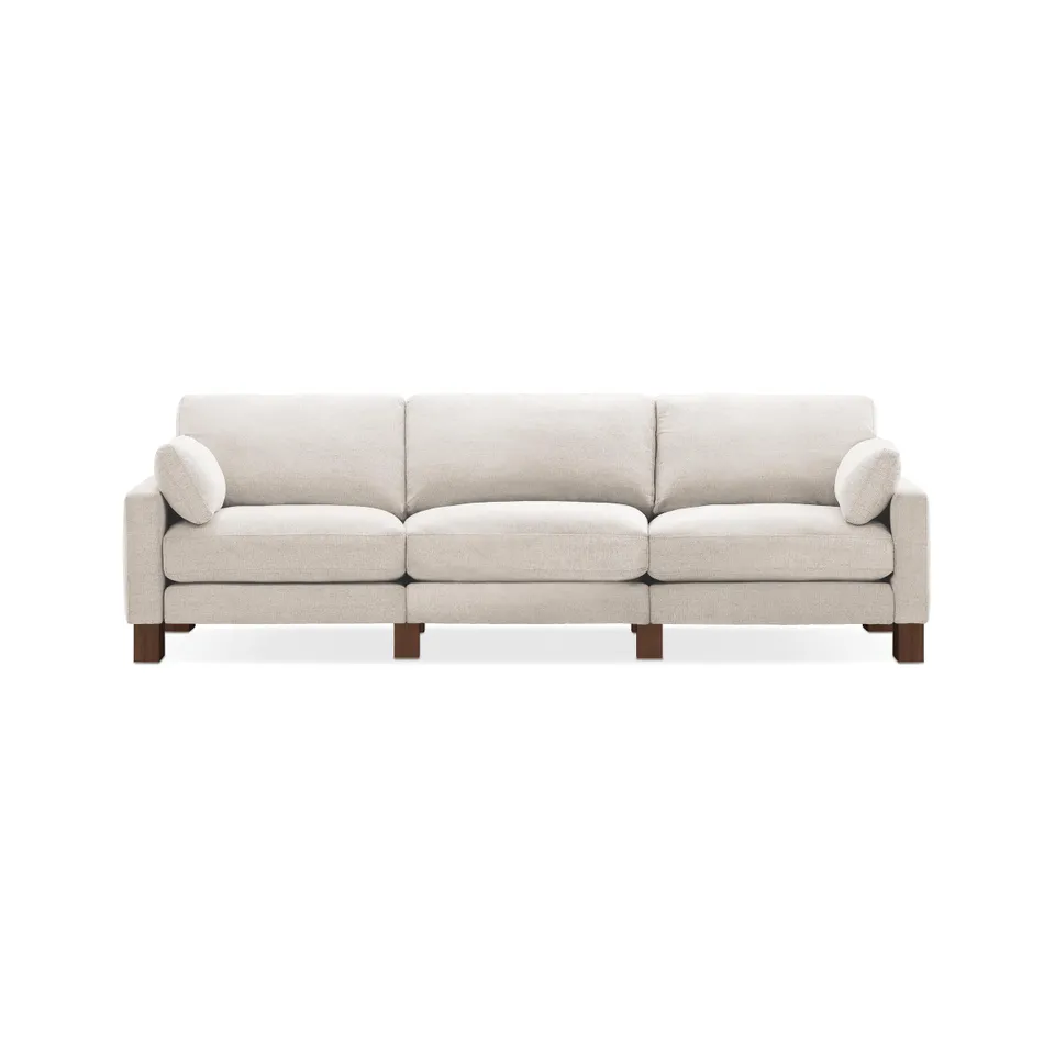Union 3-Seat Sofa - Ivory - Performance Chenille / Walnut - Wood / Square Leg