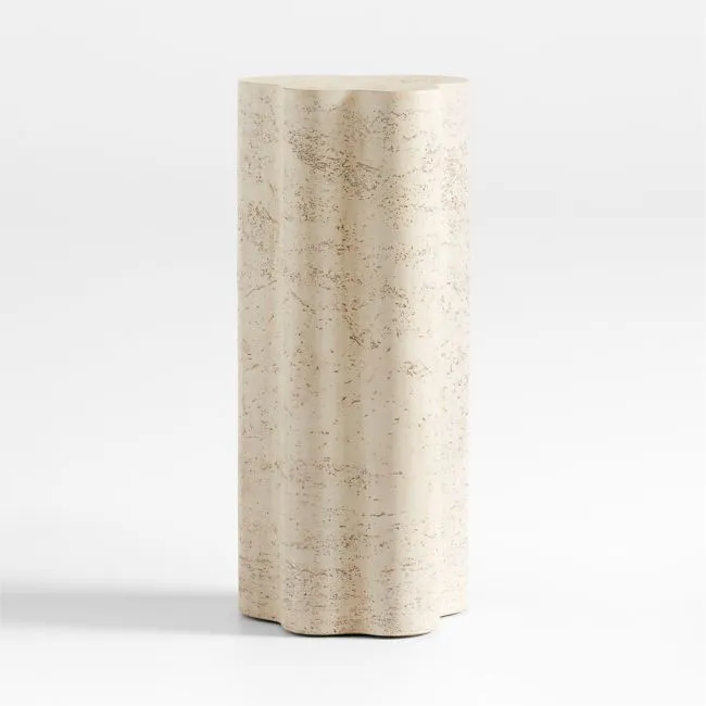 Fleur Faux Travertine Resin 12" Drink Table
