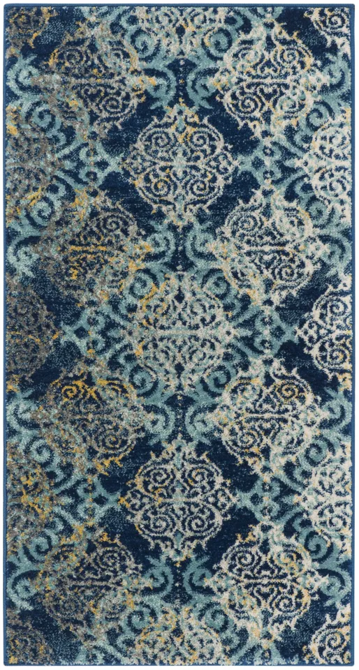 Arlo Home Woven Area Rug, EVK230A, Royal/Light Blue,  2' 2" X 4'