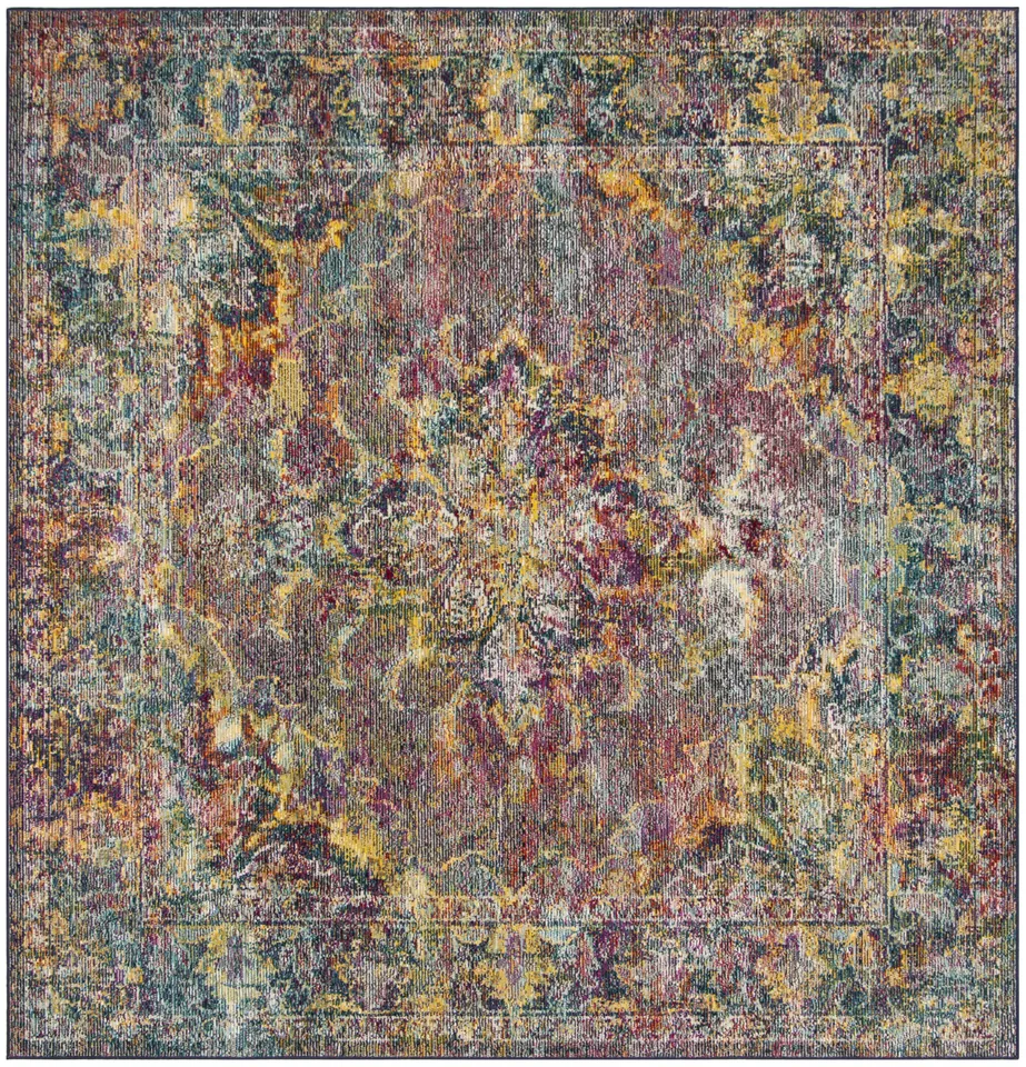 Arlo Home Woven Area Rug, CRS508H, Navy/Light Blue,  7' X 7' Square