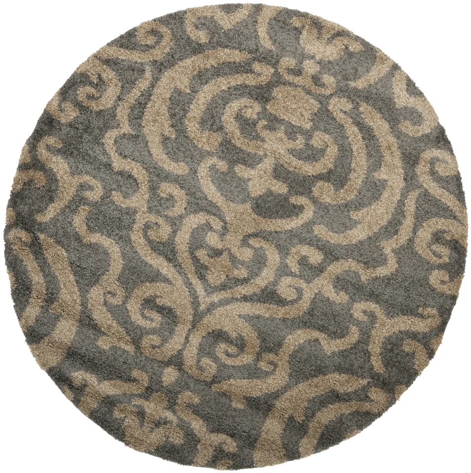 Arlo Home Woven Area Rug, SG462-8013, Grey/Beige,  5' X 5' Round