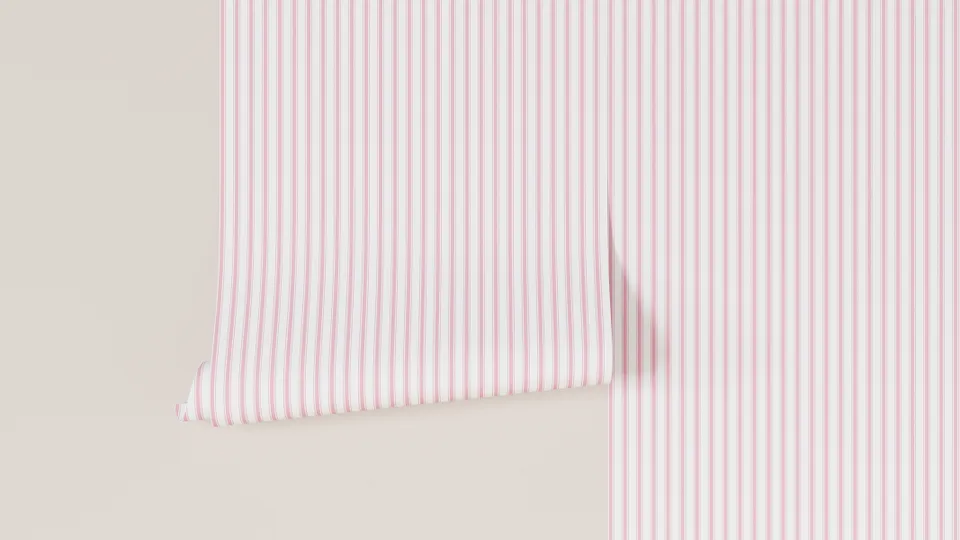 Traditional Wallpaper, Pink Classic Ticking Stripe