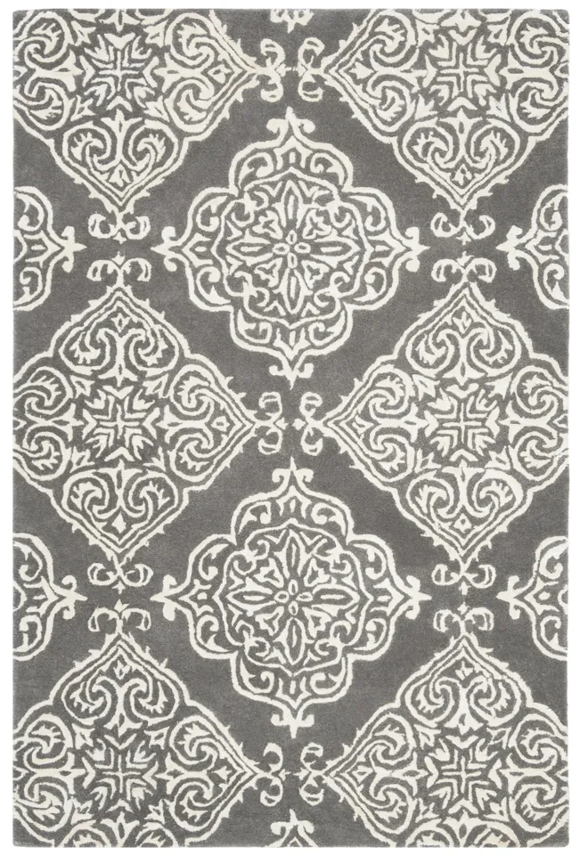 Arlo Home Hand Tufted Area Rug, GLM568D, Dark Grey/Ivory,  4' X 6'