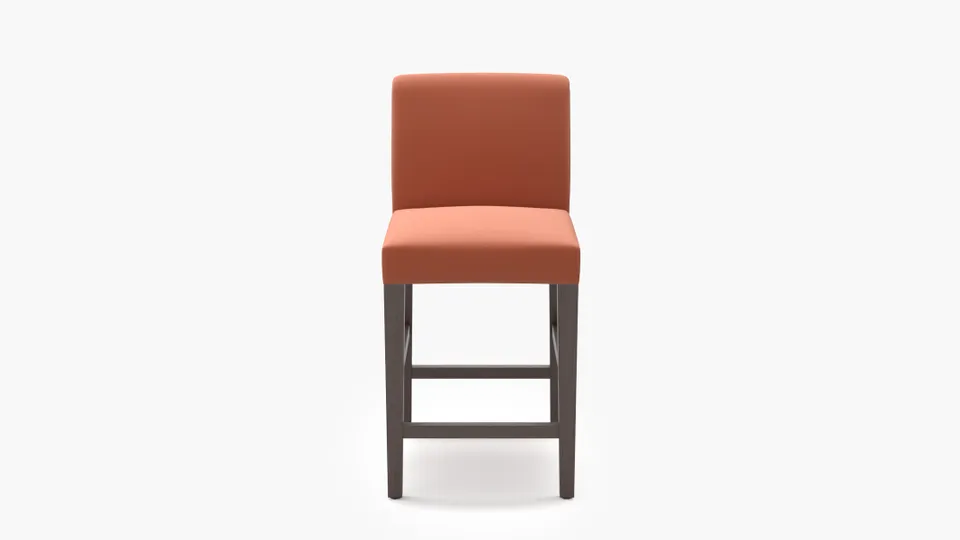 Signature Dining Counter Stool, Coral Performance Velvet, Espresso Square Tapered Leg
