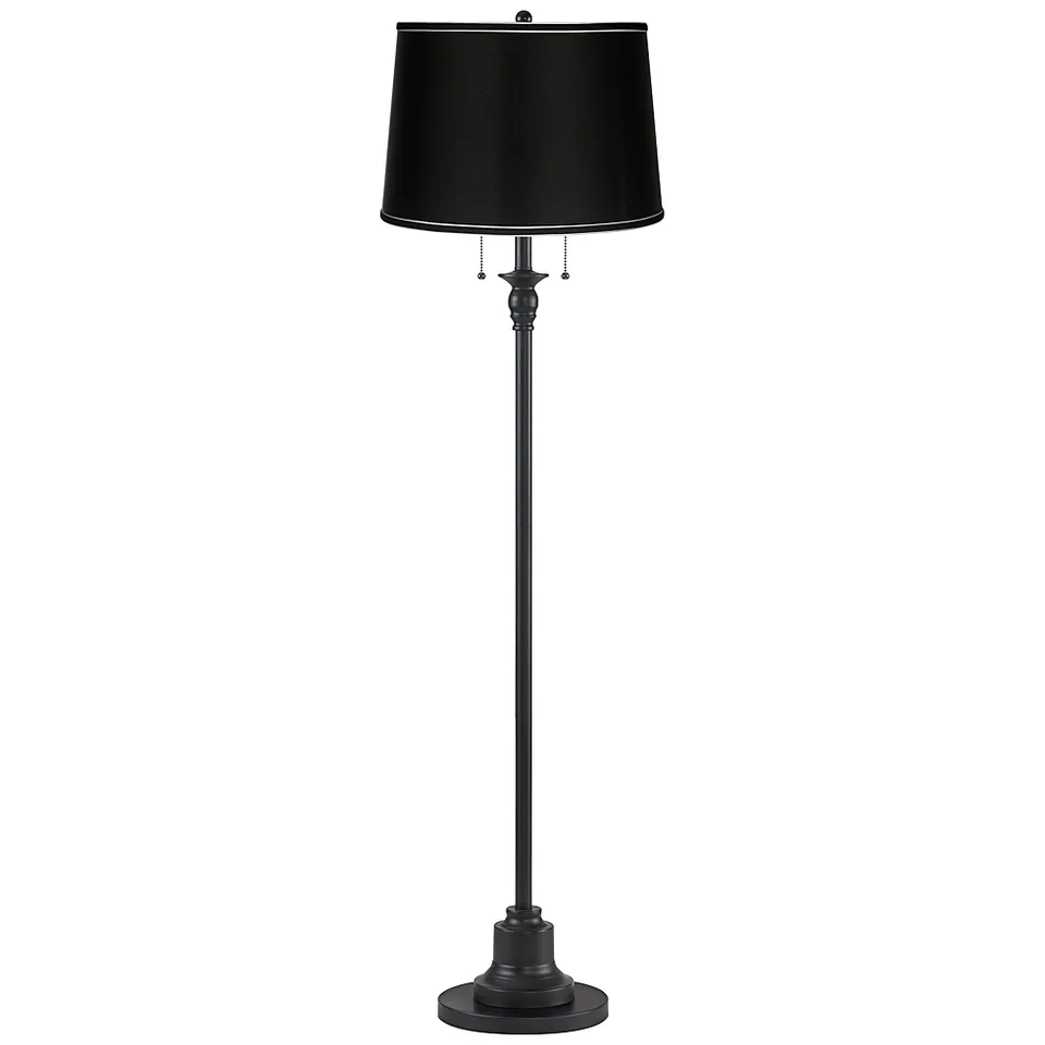 Dyna 58" High Black and Satin Black Shade 2-Light Floor Lamp