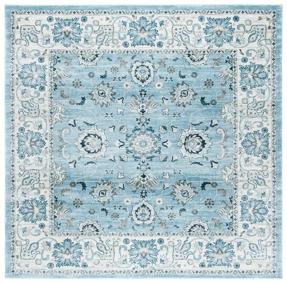 Arlo Home Power Loomed Area Rug, ISA940M, Light Blue/Cream, 6'7" X 6'7" Square