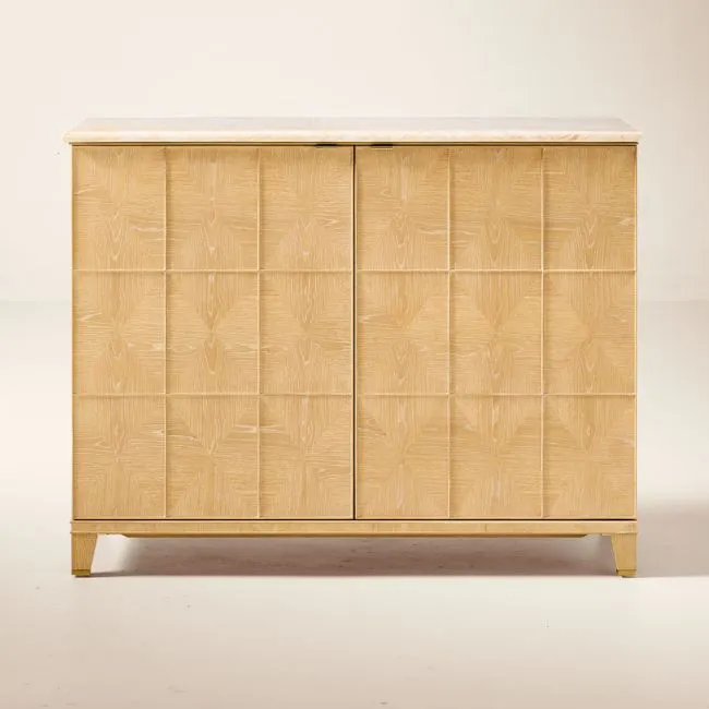 Tribeca Marble and White Oak Bar Cabinet by Todd Snyder