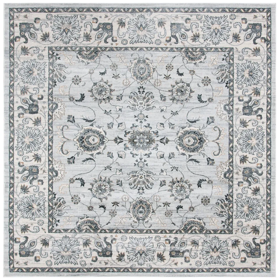 Arlo Home Power Loomed Area Rug, ISA940G, Light Grey/Cream, 6'7" X 6'7" Square