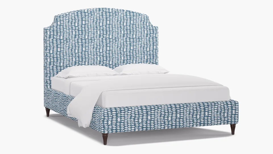 Cove Bed, Dusty Blue Odalisque, Espresso Decorative Tapered Leg, Twin